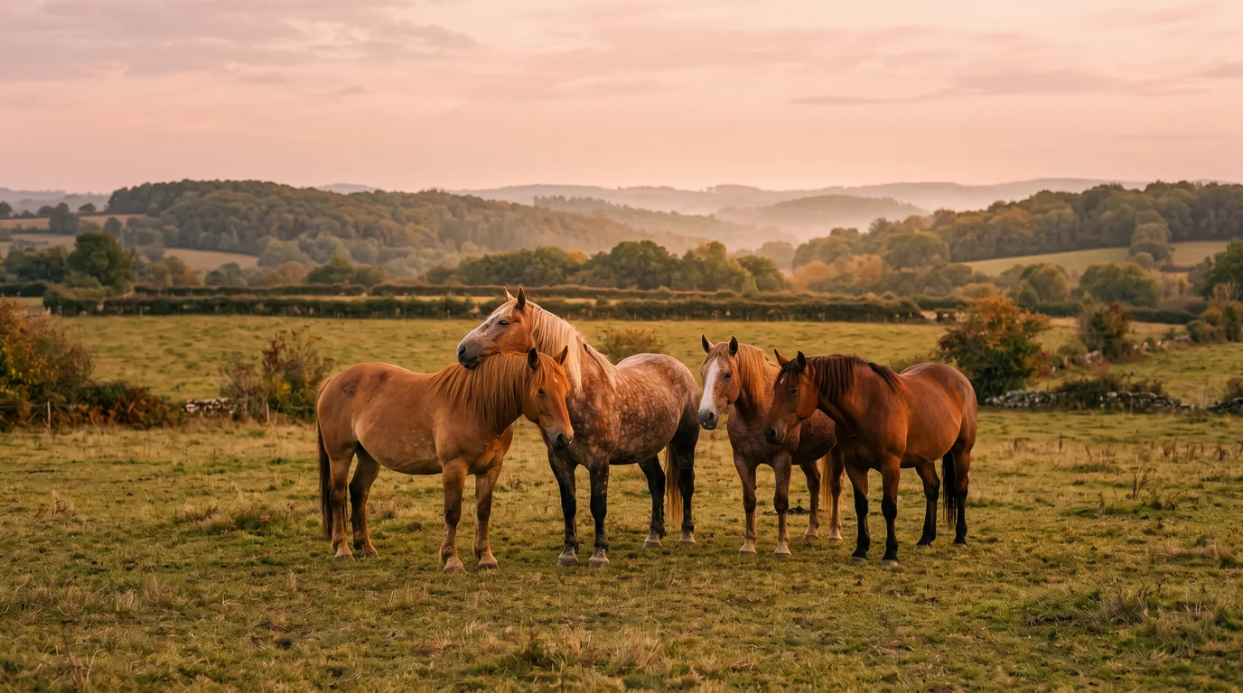 Les chevaux du Lusitaniens de Tralbaud en liberté, Charente